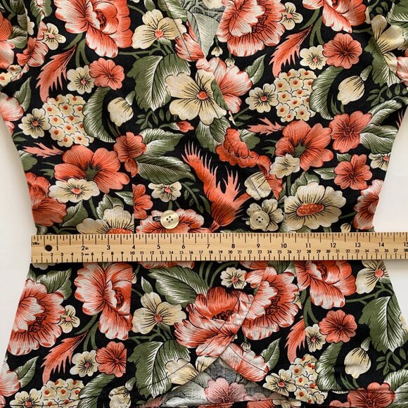 Geometry Floral Double Breasted Button Up Blouse Top Whimsigoth Cottagecore Boho - Picture 9 of 12